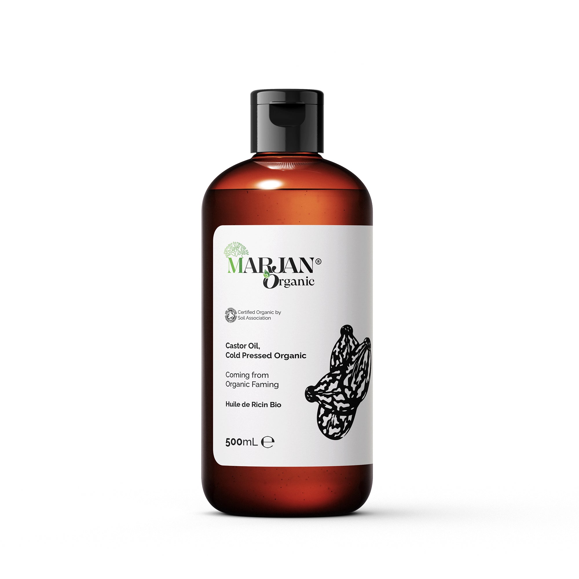 Organic Castor Oil - 100% Pure & Cold-Pressed, Certified by The Soil Association | Deep Moisturizing & Hair Growth Booster