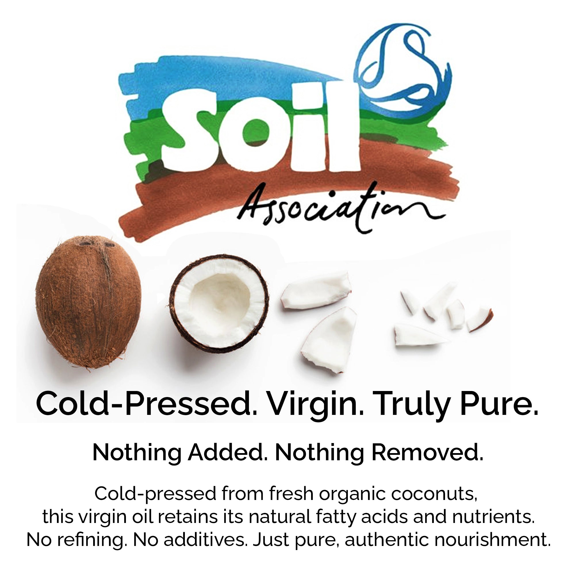 Organic Virgin Coconut Oil. Cold-pressed. Deep moisture for skin, hair & massage