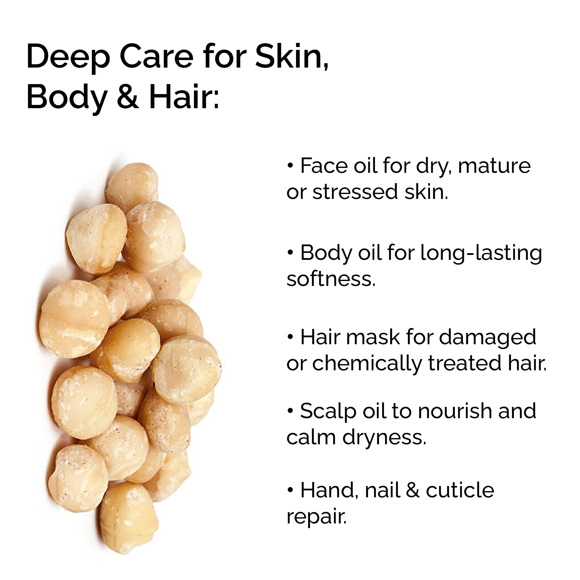 Organic Macadamia Oil – Pure & Cold-Pressed for Face, Body & Hair