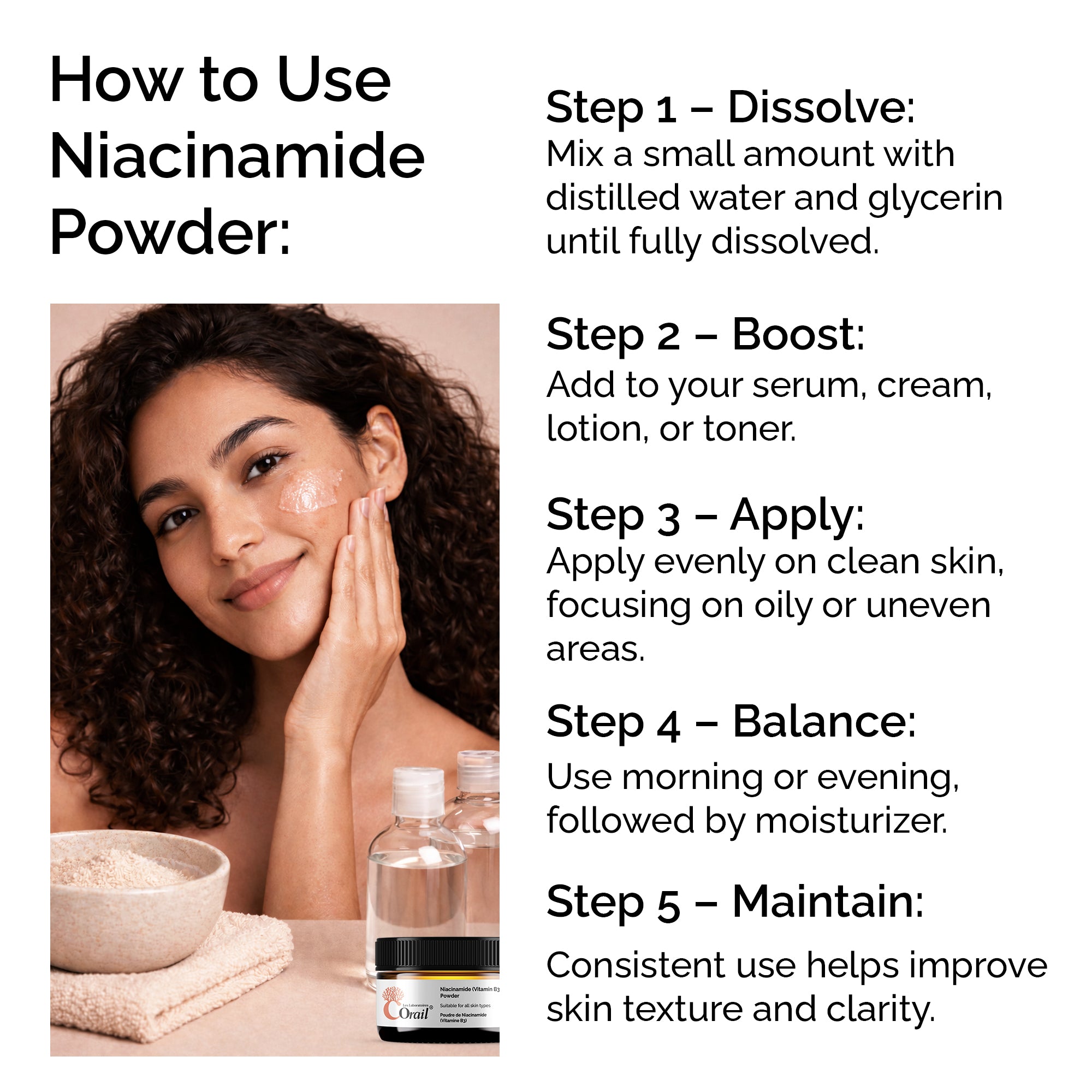 Niacinamide Powder 30g – Pure & Natural Vitamin B3 for Skin Glow, Brightening, Even Skin Tone & Pore Refining Care