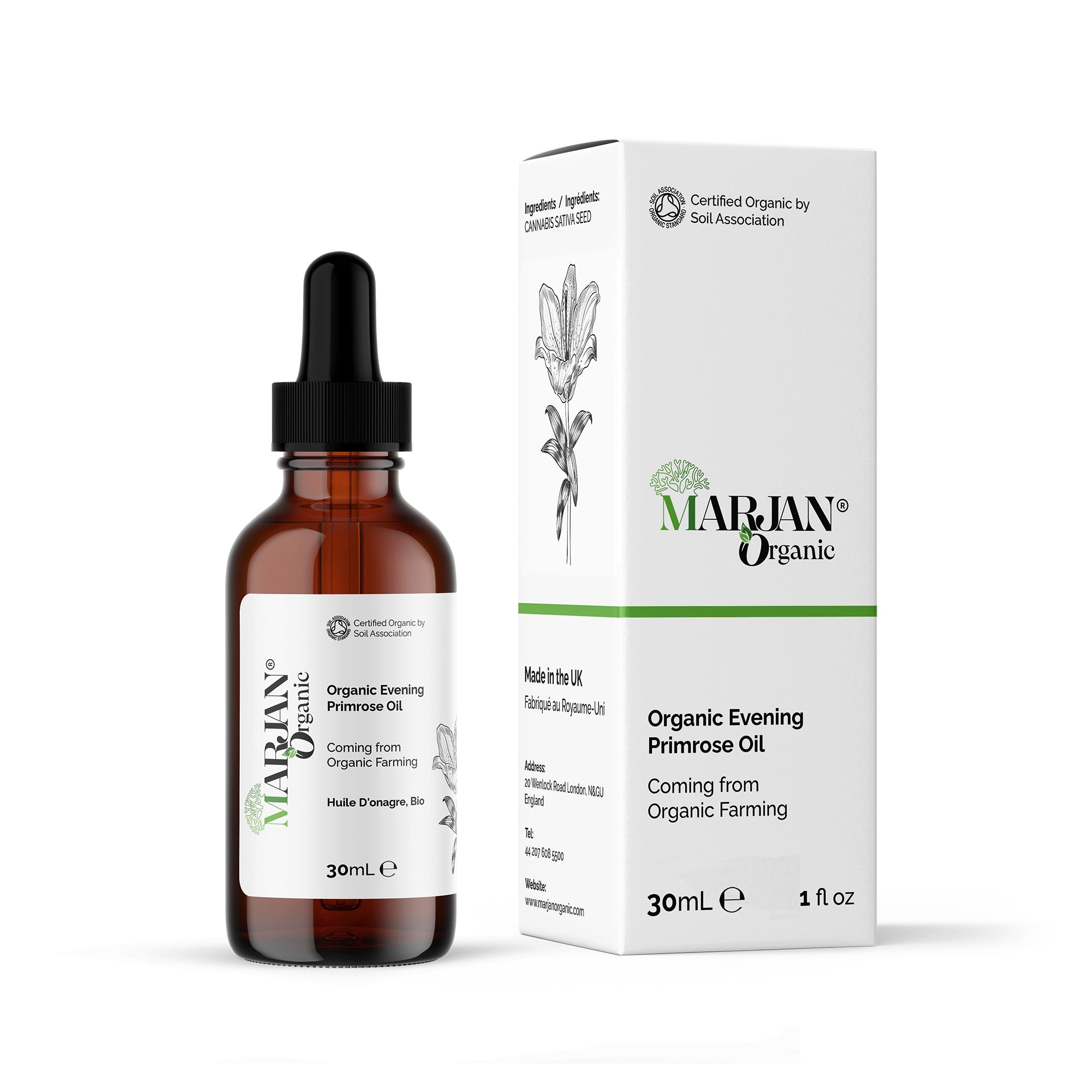 Organic Evening Primrose Oil – 100% Pure & Cold-Pressed for Face, Body & Hair