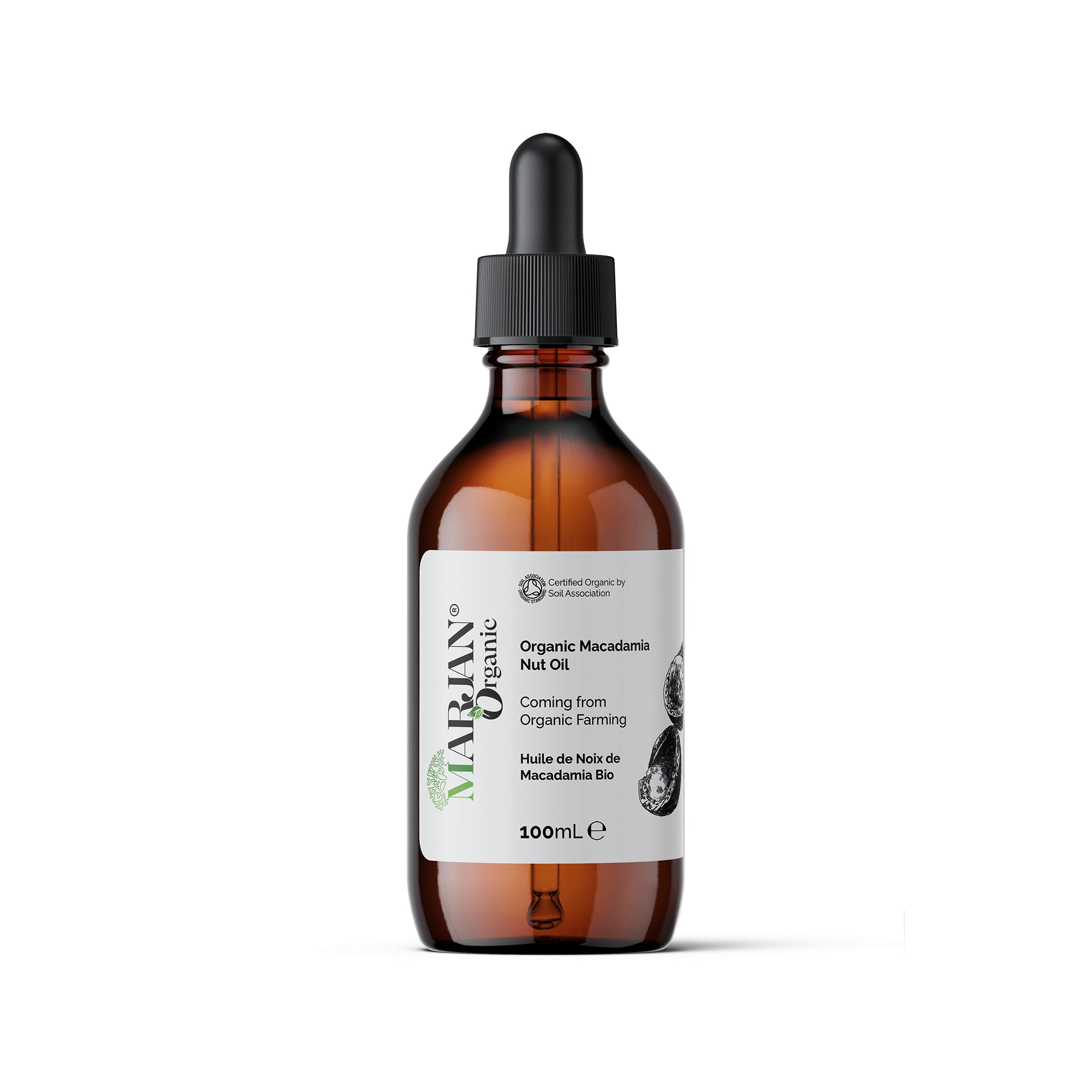 Huile de Macadamia Bio - 100% Vierge (Certifiée par Ecocert France & Soil Association)