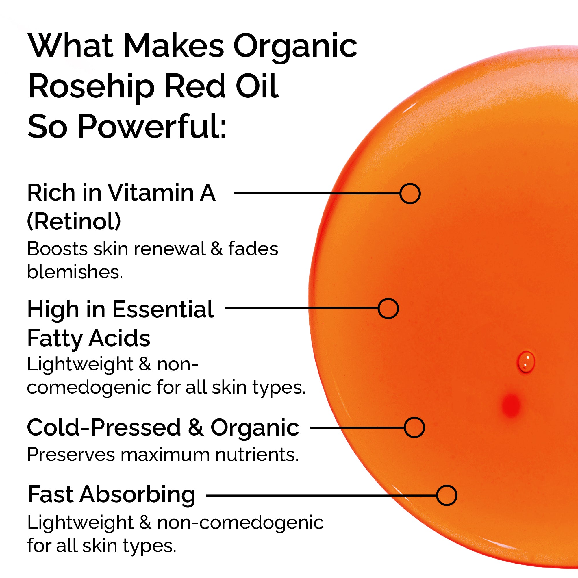 Organic Rosehip Oil – 100% Pure Cold-Pressed Plant-Based Oil for Face, Body & Hair