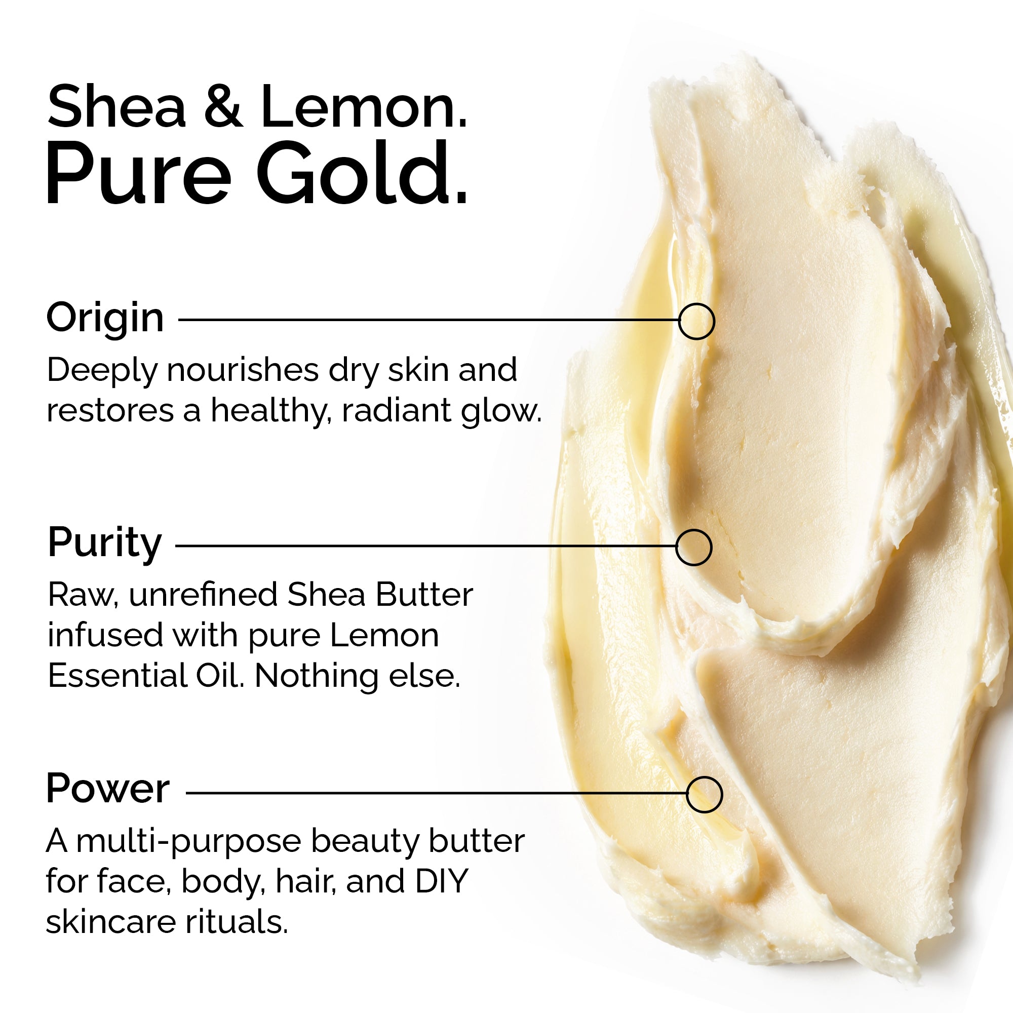 Raw Shea Butter & Lemon Essential Oil Blend – Organic Unrefined Body Butter for Soft, Glowing Skin & Hair Care