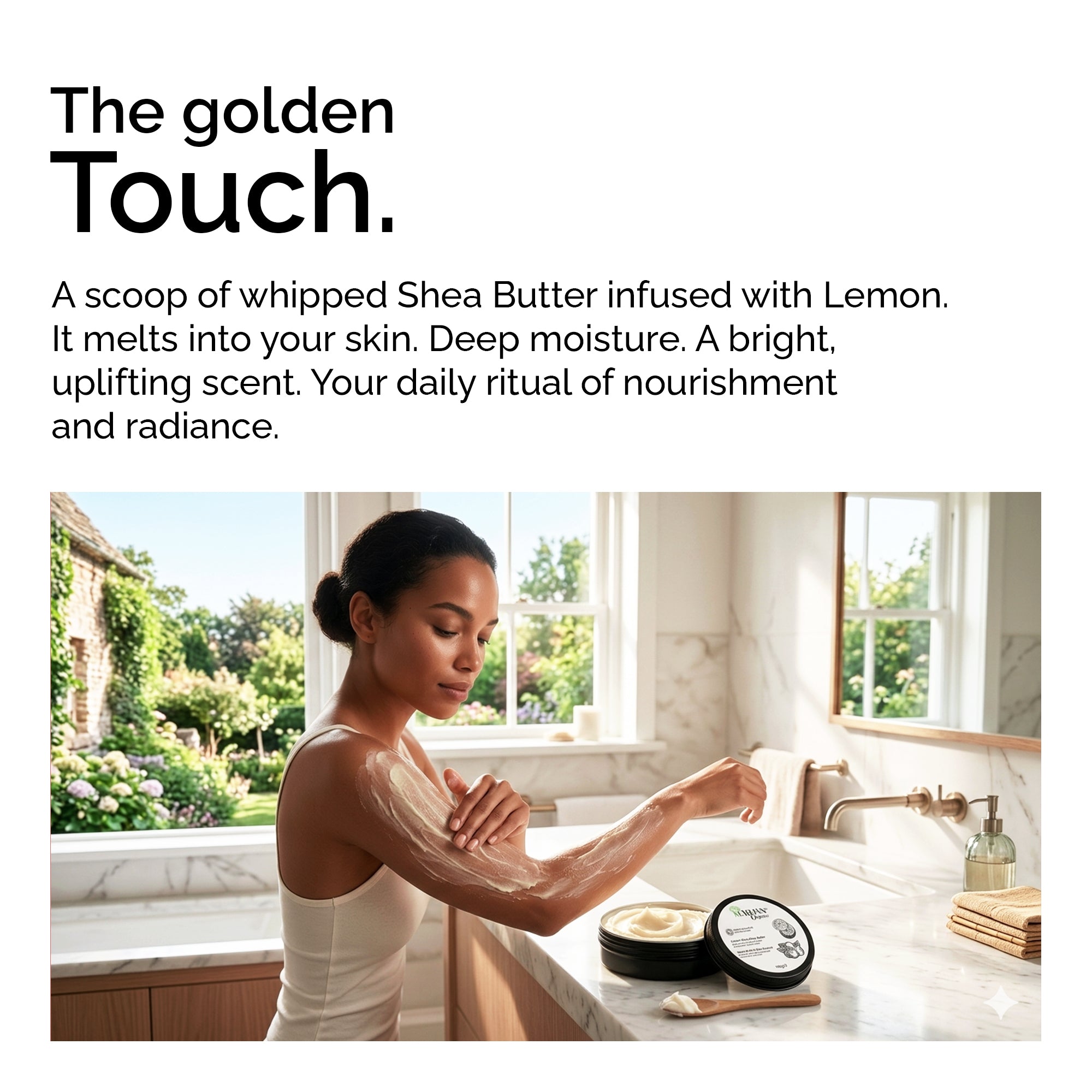 Raw Shea Butter & Lemon Essential Oil Blend – Organic Unrefined Body Butter for Soft, Glowing Skin & Hair Care