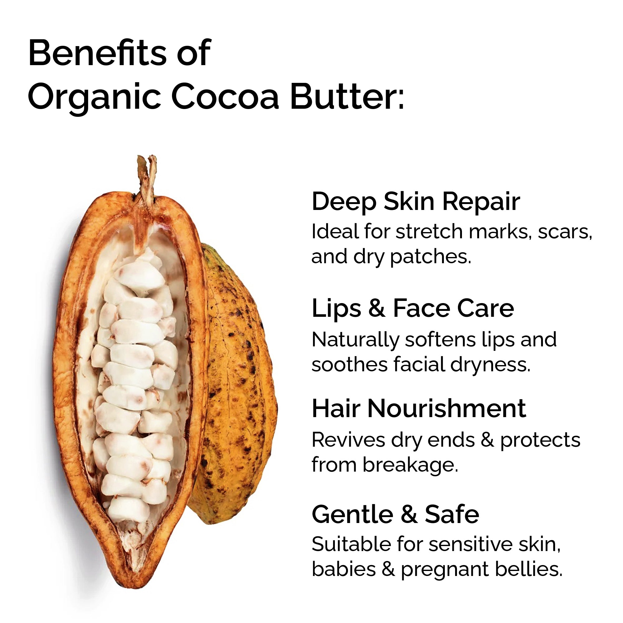 Organic Unrefined Cocoa Butter – Complete care for skin, hair and stretch marks