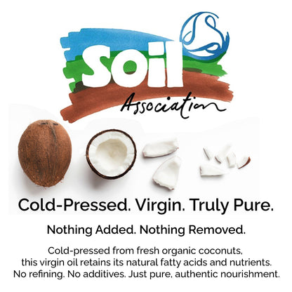 Organic Virgin Coconut Oil. Cold-pressed. Deep moisture for skin, hair &amp; massage