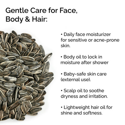 Organic Sunflower Oil 100% Pure &amp; Cold-Pressed for Face, Body, Hair &amp; Massage