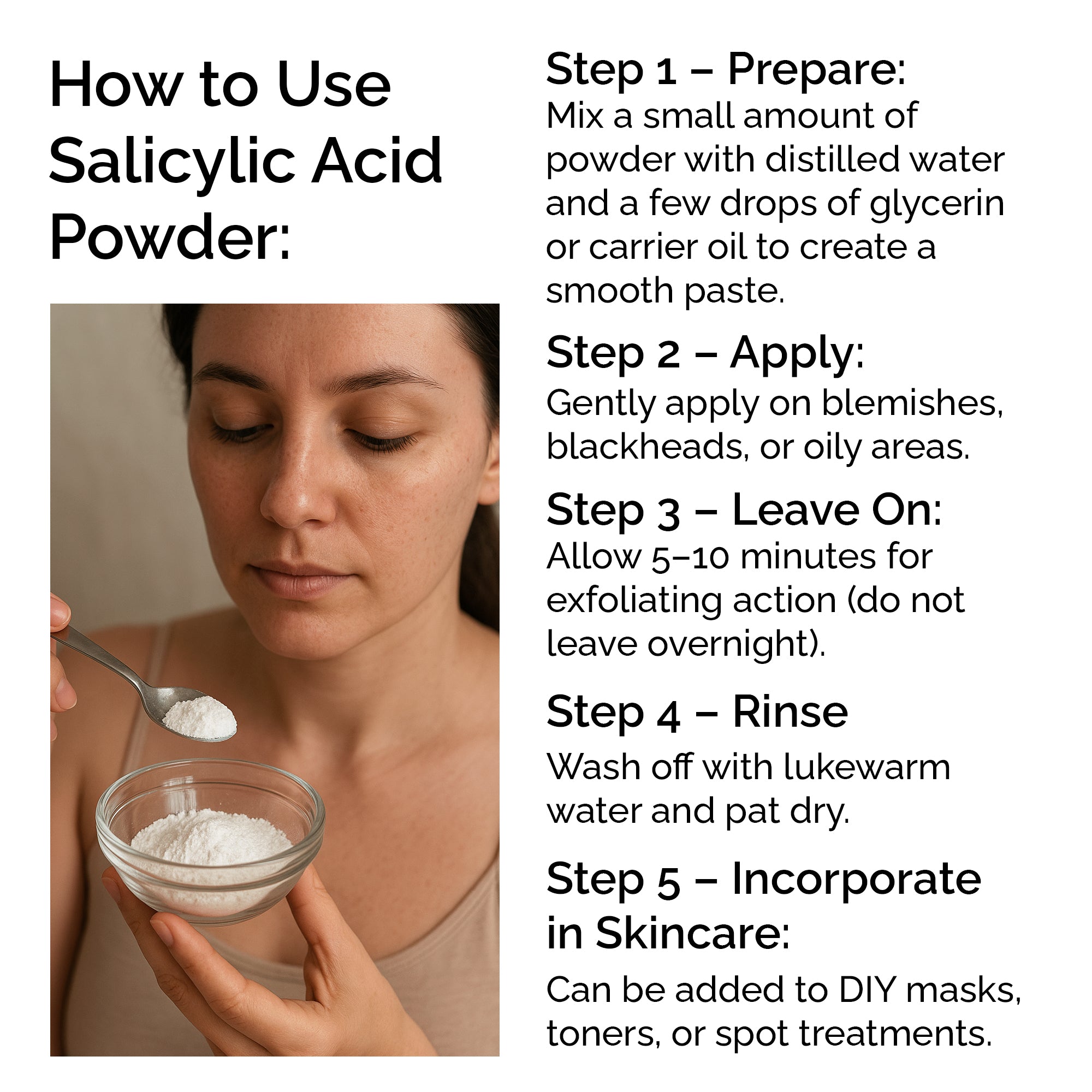 Salicylic Acid Powder – Cosmetic Grade for Face &amp; Body, 30g