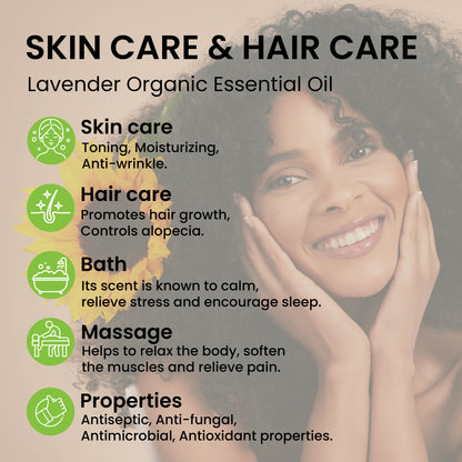 Huile Essentielle Bio de Lavande - 100% Pure Naturelle 