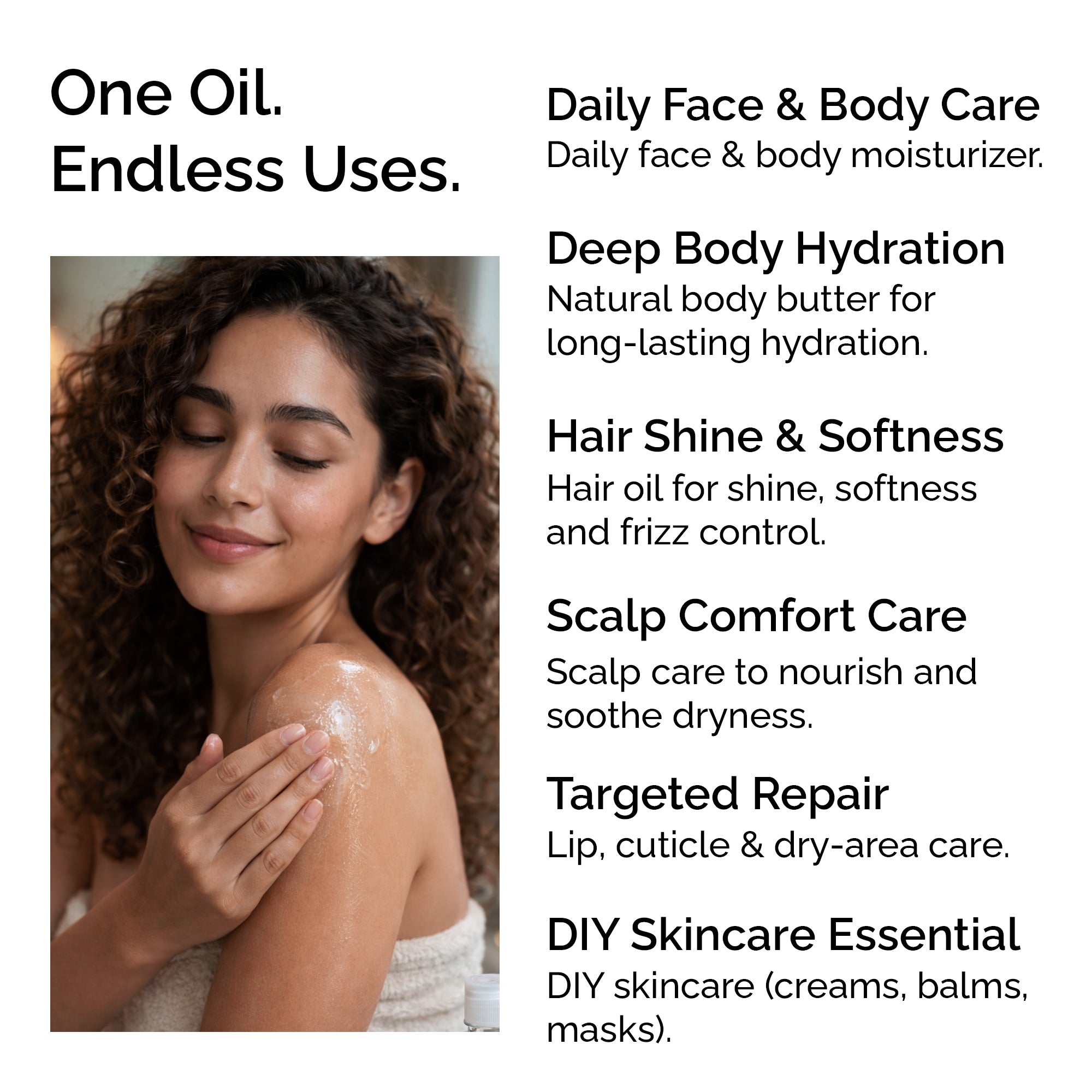 Organic Virgin Coconut Oil. Cold-pressed. Deep moisture for skin, hair &amp; massage