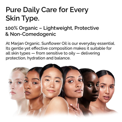 Organic Sunflower Oil 100% Pure &amp; Cold-Pressed for Face, Body, Hair &amp; Massage