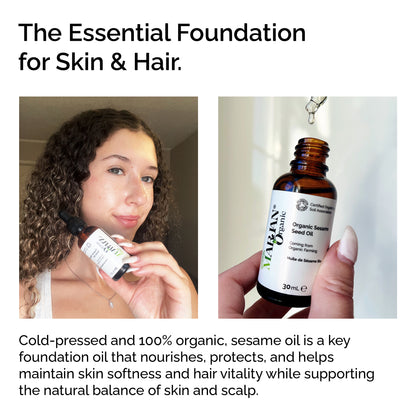 Organic Sesame Seed Oil – 100% Pure, Cold-Pressed for Face, Skin, Hair &amp; Massage