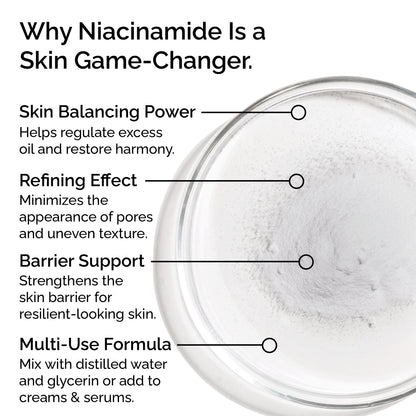 Niacinamide Powder 30g – Pure &amp; Natural Vitamin B3 for Skin Glow, Brightening, Even Skin Tone &amp; Pore Refining Care
