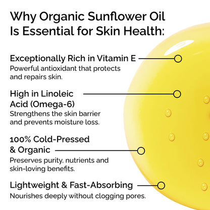 Organic Sunflower Oil 100% Pure &amp; Cold-Pressed for Face, Body, Hair &amp; Massage